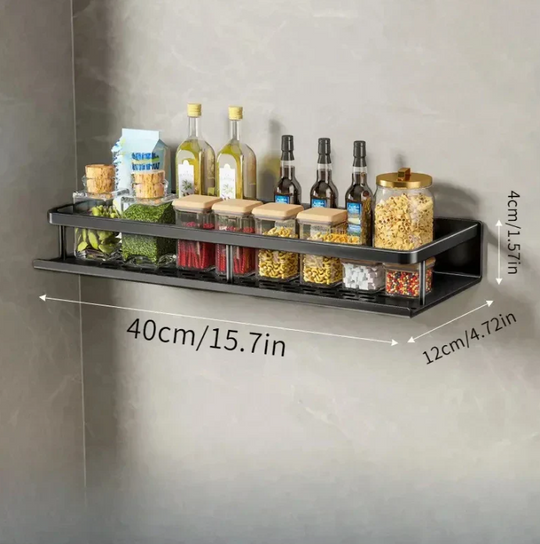 Étagère Murale Cuisine Moderne Avec Crochets Pour Ustensiles Et Rangement Épices 11