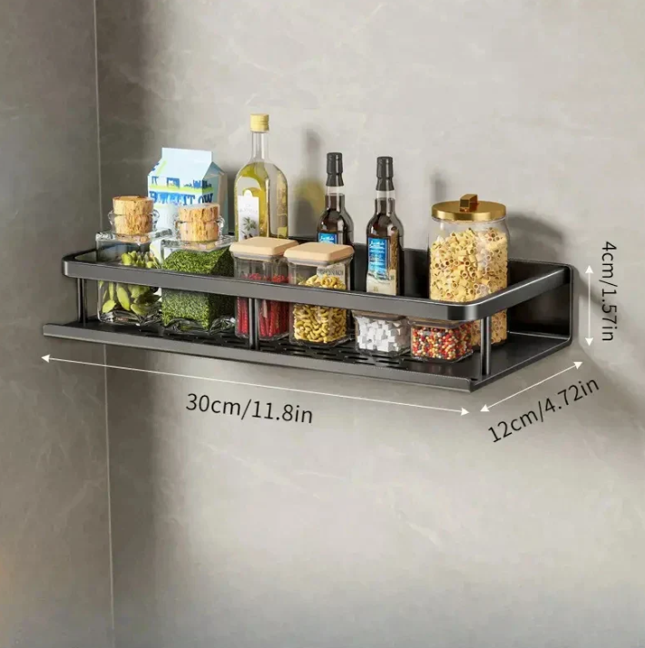 Étagère Murale Cuisine Moderne Avec Crochets Pour Ustensiles Et Rangement Épices 9