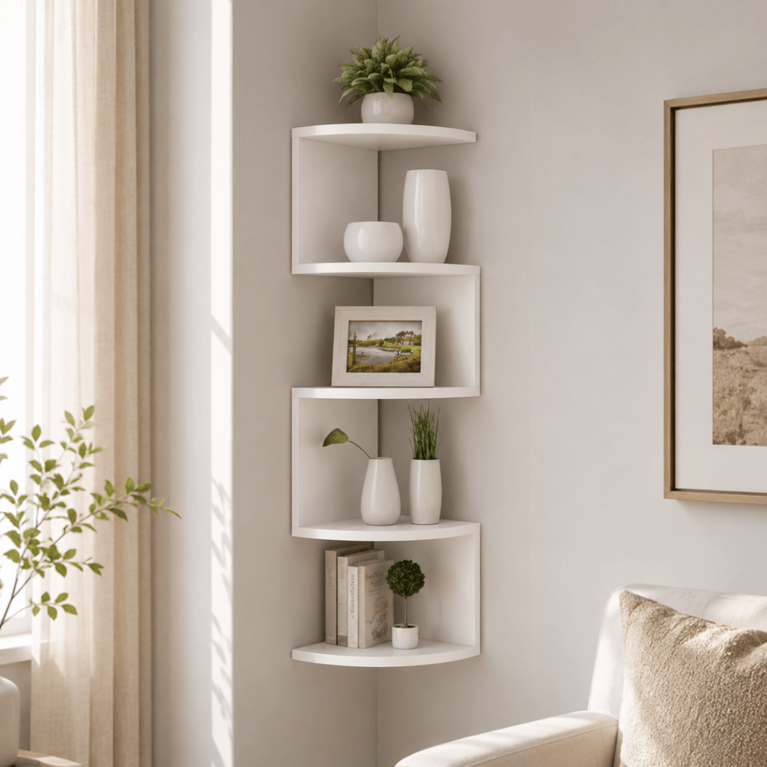 Étagère Murale d'Angle Moderne pour Rangement Pratique et Esthétique 1