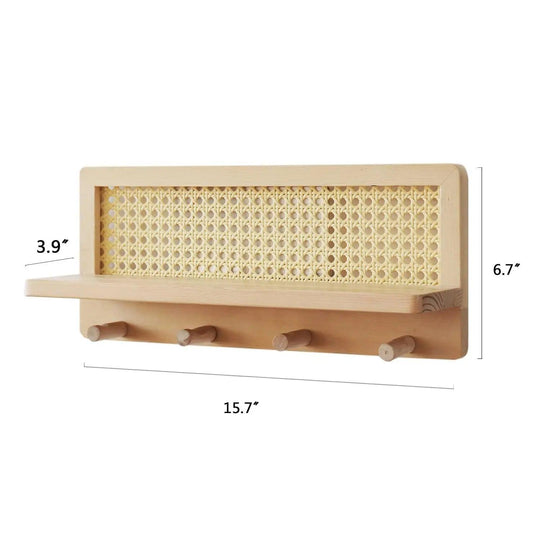 Étagère Murale en Bois avec Crochets Modernes 3