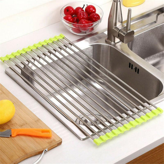 Étagère de Lavage Pliable Multifonctionnelle en Acier Inoxydable 0