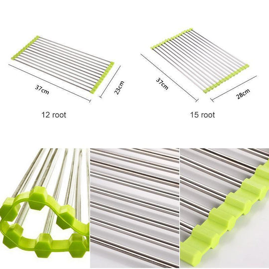 Étagère de Lavage Pliable Multifonctionnelle en Acier Inoxydable 3