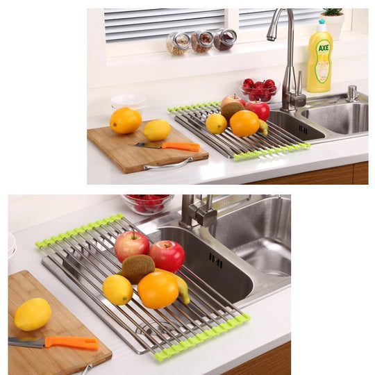 Étagère de Lavage Pliable Multifonctionnelle en Acier Inoxydable 5