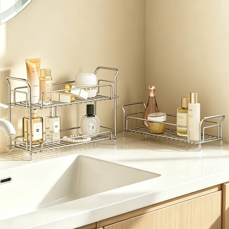 Étagère de salle de bain pour rangement modulable en acier inoxydable 3