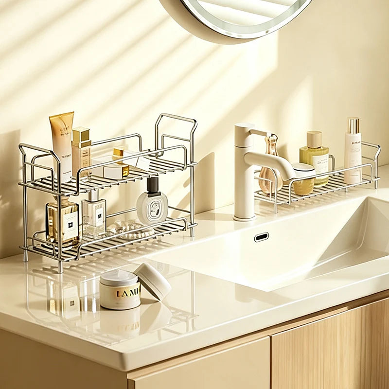 Étagère de salle de bain pour rangement modulable en acier inoxydable 3