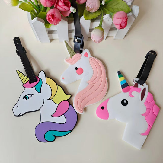 Étiquette de bagage unisexe motif licorne ludique 1