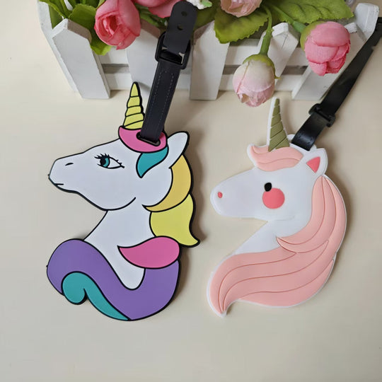 Étiquette de bagage unisexe motif licorne ludique 2