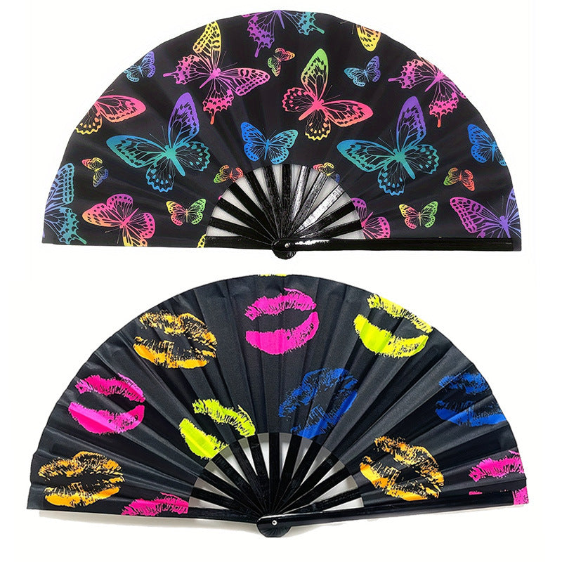 Éventail Pliable Femme Motifs Colorés Original 0