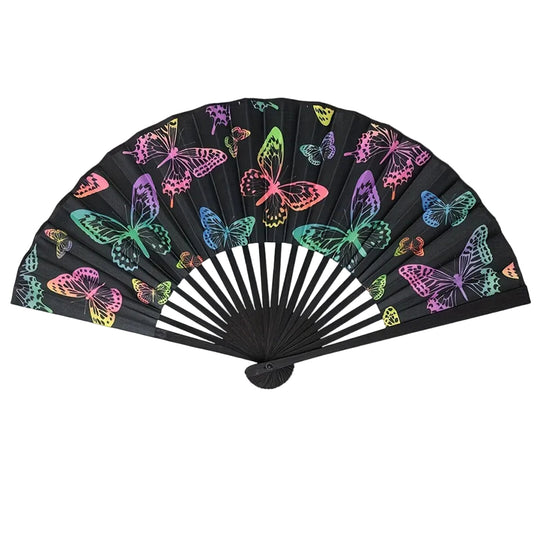 Éventail Pliable Femmes Motif Papillons Colorés 0