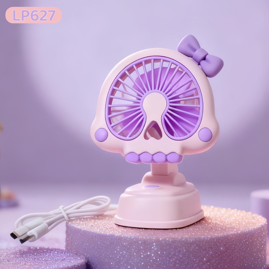 Éventail Portable Femme Design Tête de Mort Compact 7