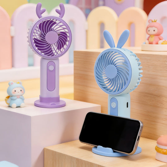 Éventail Portable pour Femmes Design Lapin Avec Réglages de Vitesse 1