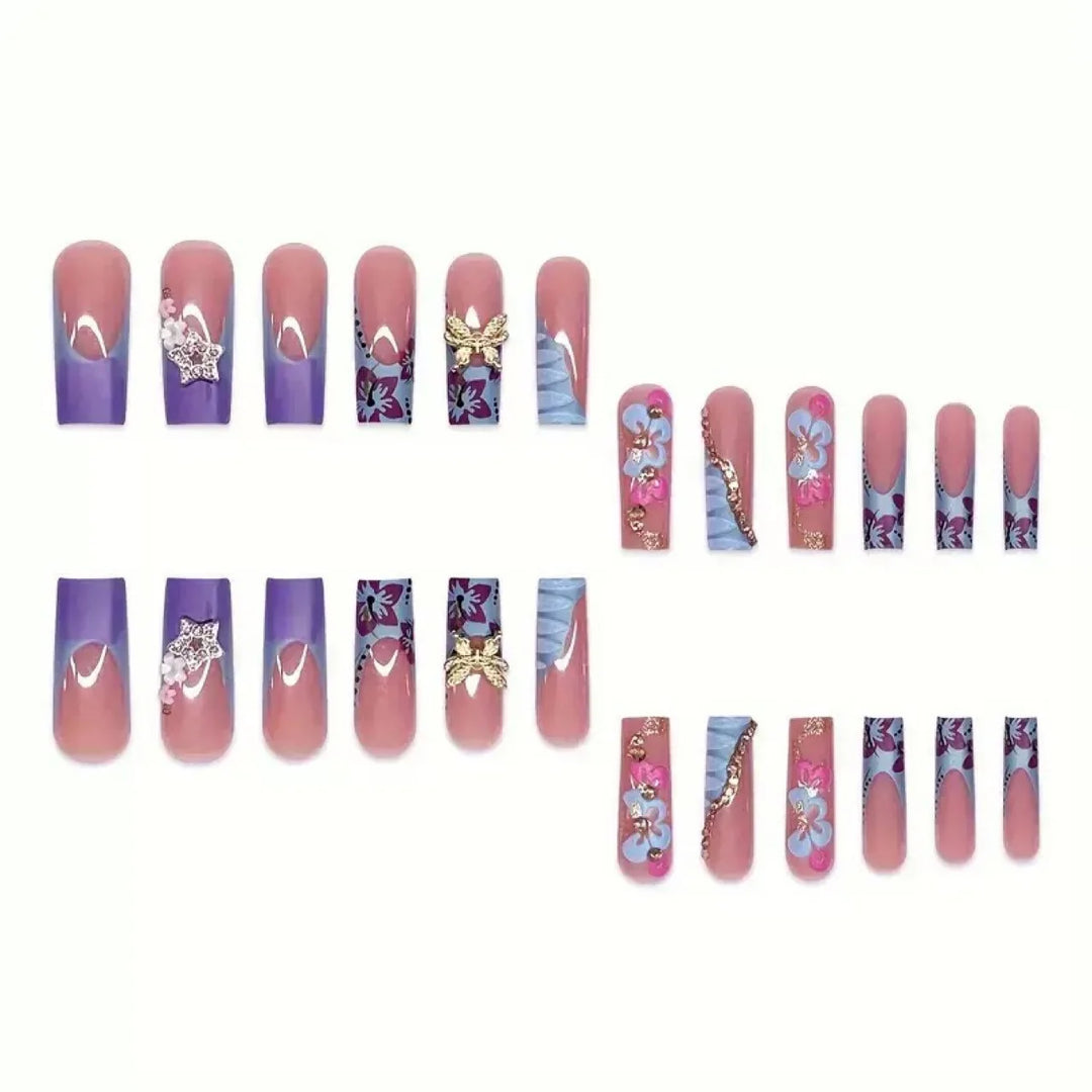 Extensions d'ongles à motifs floraux pour femmes 1