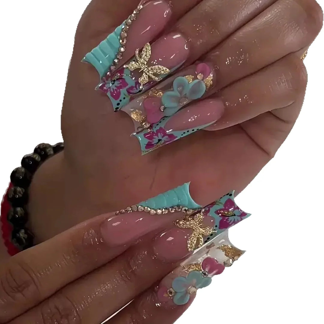 Extensions d'ongles à motifs floraux pour femmes 4