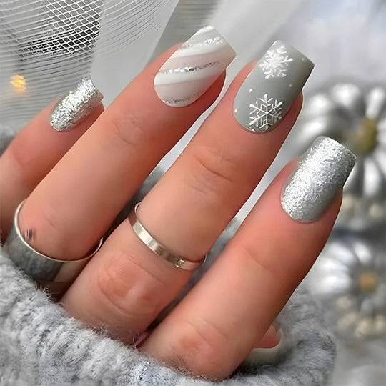 Faux Ongles Autocollants Hivernaux Festifs Pour Femme 0