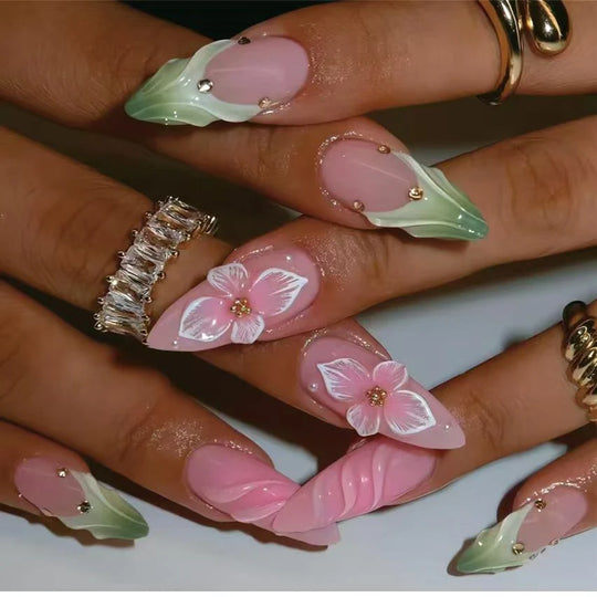 Faux Ongles Floraux Artistiques pour Femmes 0