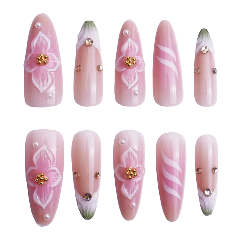 Faux Ongles Floraux Artistiques pour Femmes 2