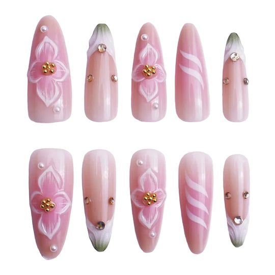 Faux Ongles Floraux Artistiques pour Femmes 2