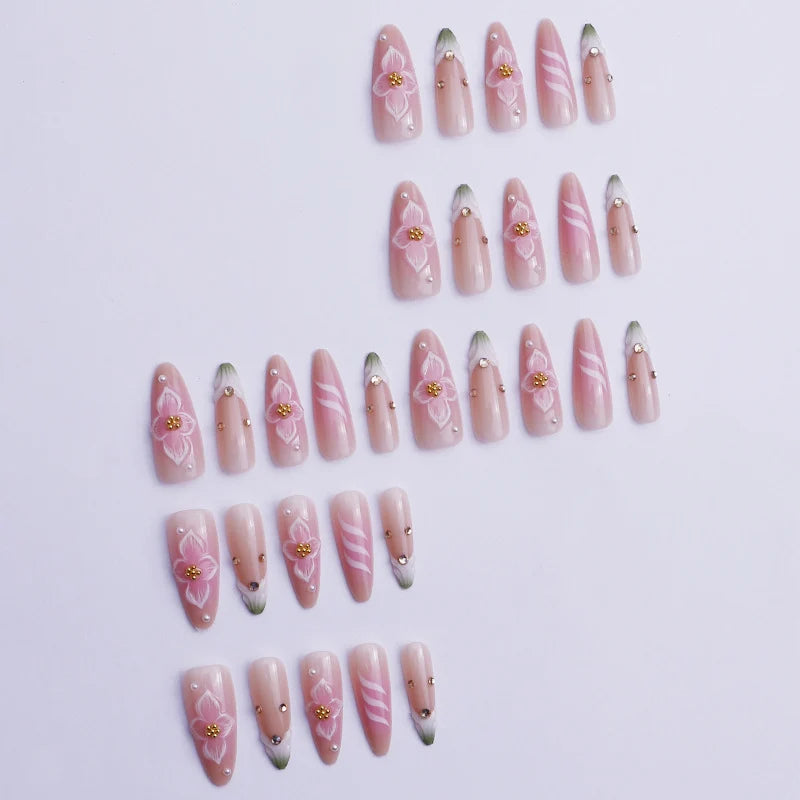 Faux Ongles Floraux Artistiques pour Femmes 4