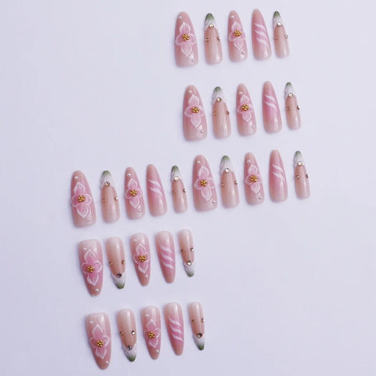 Faux Ongles Floraux Artistiques pour Femmes 4