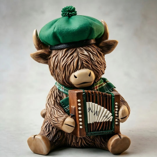 Figurine Décorative Vache des Highlands Accordéon pour Intérieur 1