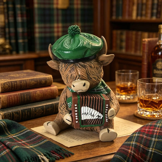 Figurine Décorative Vache des Highlands Accordéon pour Intérieur 2