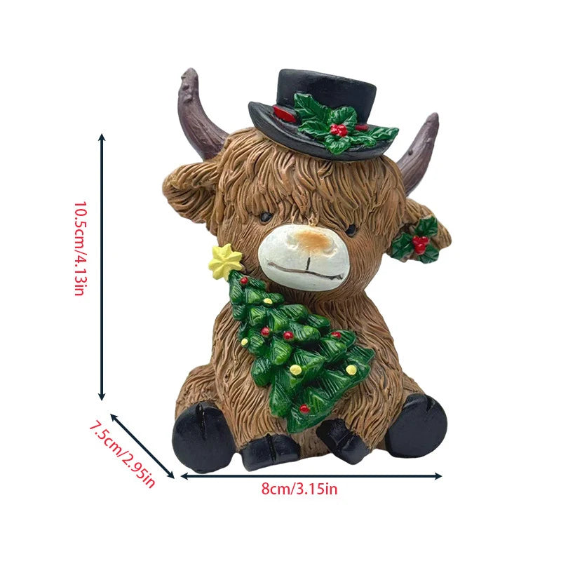Figurine Décorative Vache des Highlands Style Rustique 0