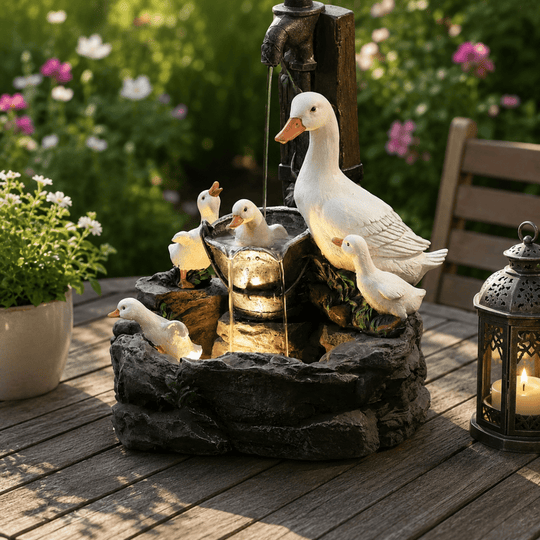 Figurine de Jardin Canard et Écureuil 2