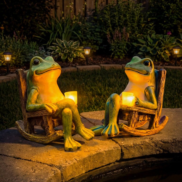 Figurine de Jardin Lumineuse Grenouille Solaire 1