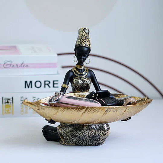 Figurine de Rangement Femme Africaine Exotique Design Artistique 1