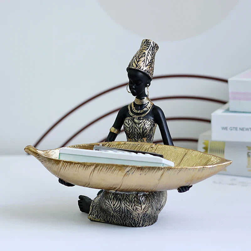 Figurine de Rangement Femme Africaine Exotique Design Artistique 2
