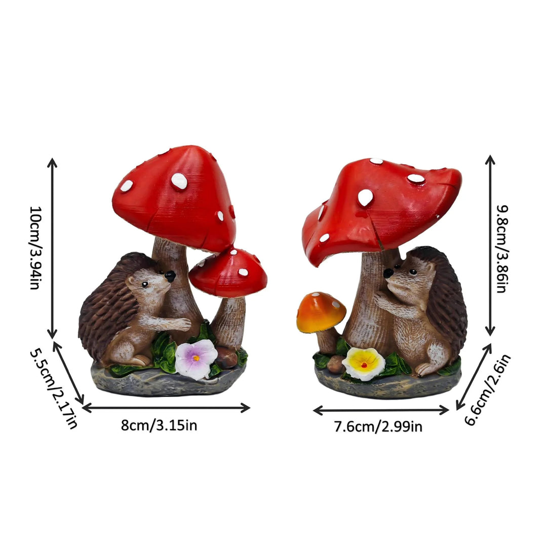 Figurine décorative Hérisson et Amanites pour Intérieur et Extérieur 0