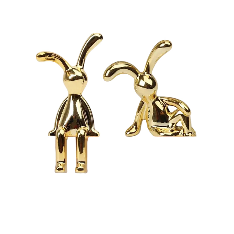Figurines de lapin décoratives en or et argent 0