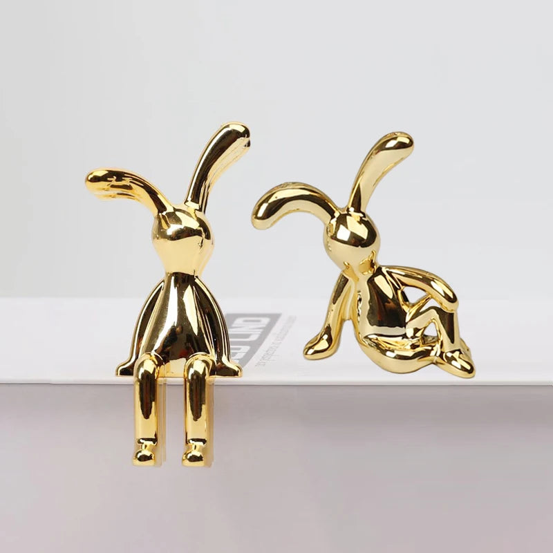 Figurines de lapin décoratives en or et argent 1