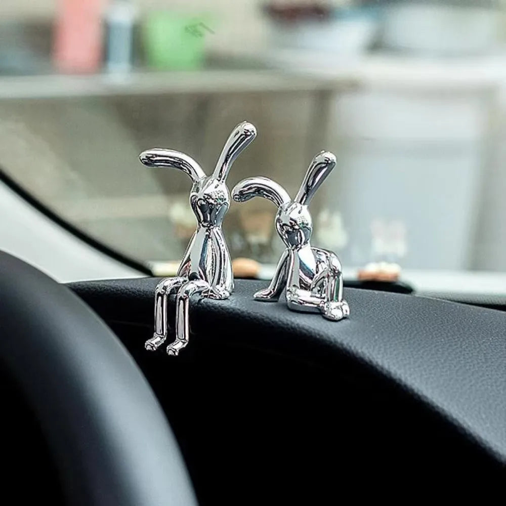 Figurines de lapin décoratives en or et argent 3