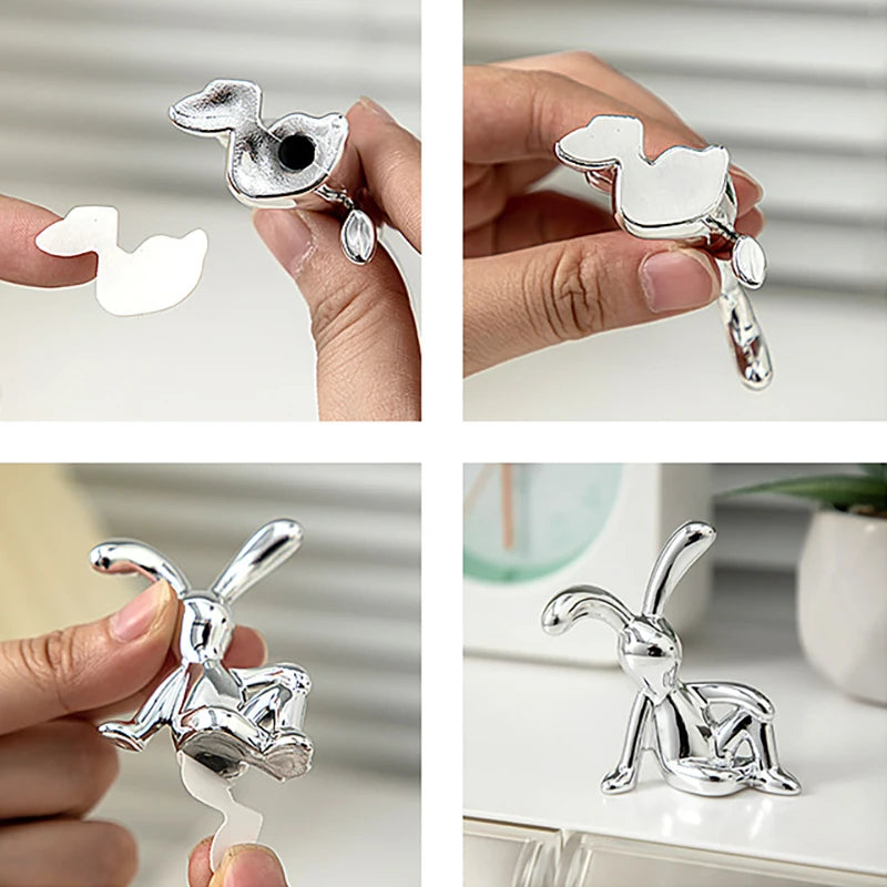 Figurines de lapin décoratives en or et argent 4