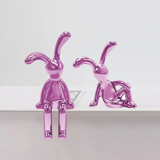Figurines de lapin décoratives en or et argent 5