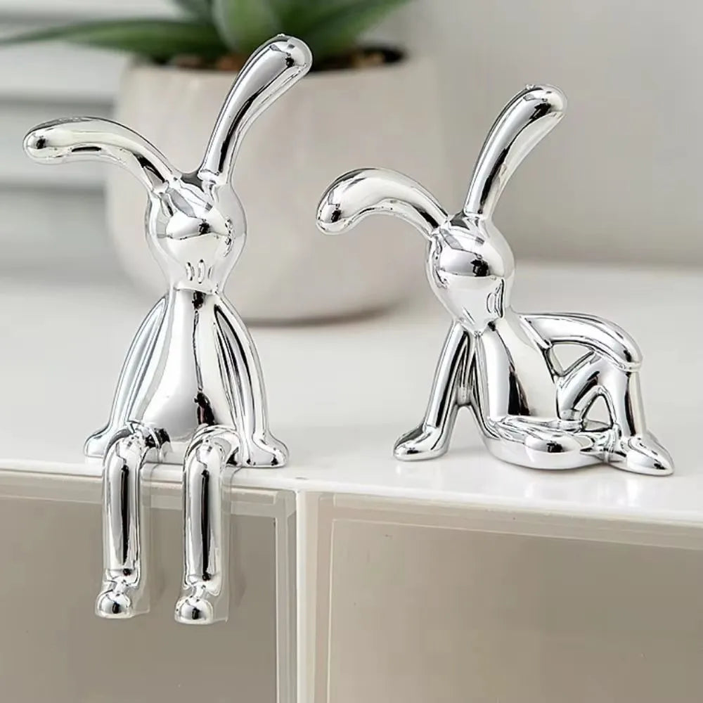 Figurines de lapin décoratives en or et argent 6