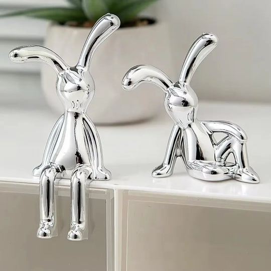 Figurines de lapin décoratives en or et argent 6