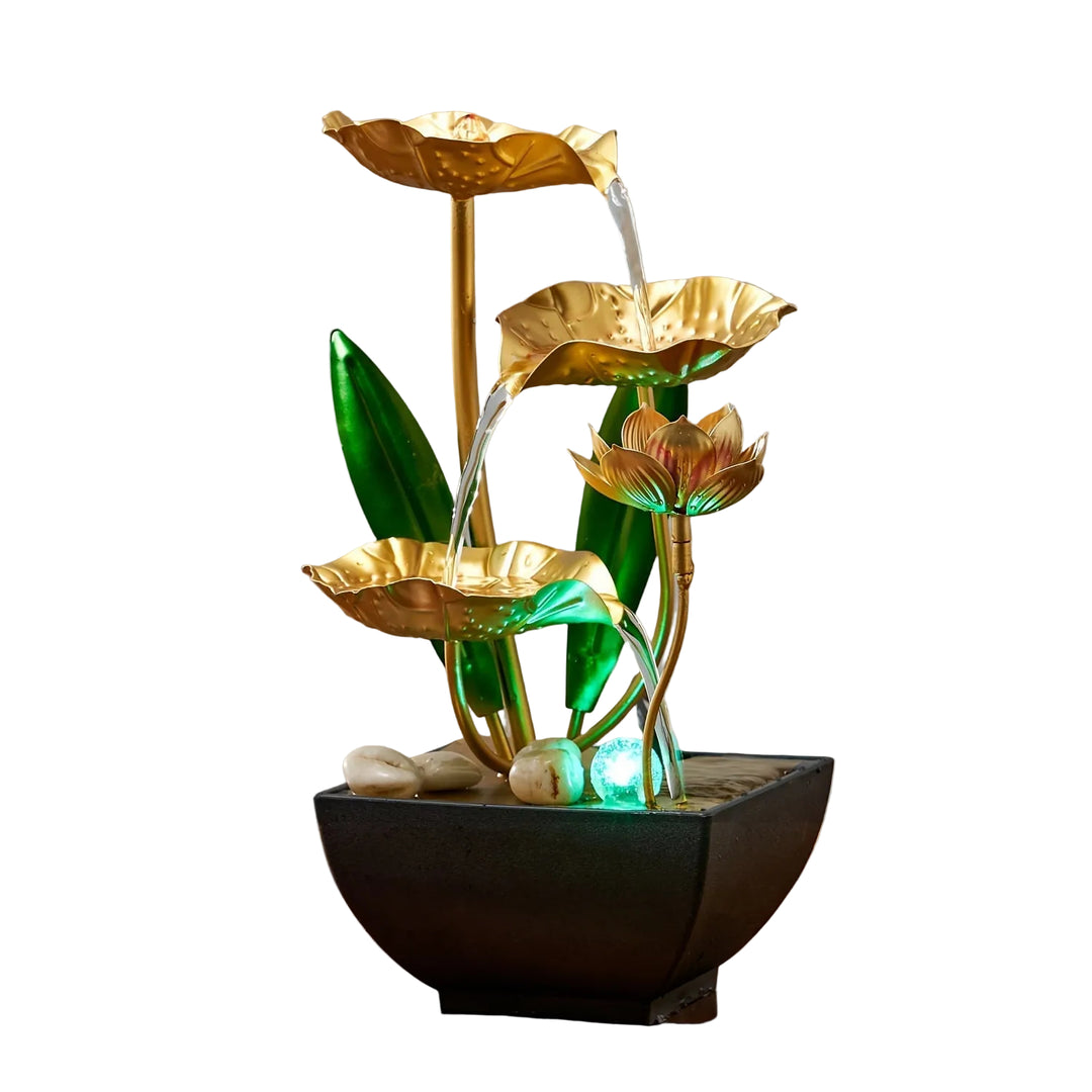Fontaine d'Intérieur Lotus Apaisante avec Éclairage LED Compact 0