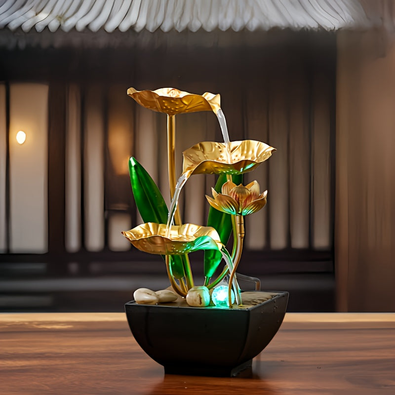 Fontaine d'Intérieur Lotus Apaisante avec Éclairage LED Compact 1
