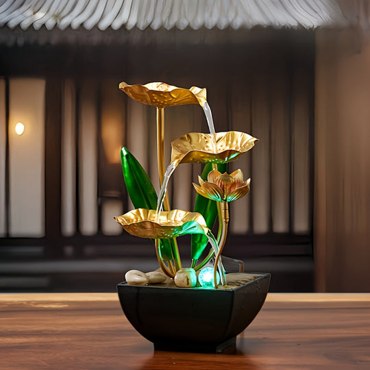 Fontaine d'Intérieur Lotus Apaisante avec Éclairage LED Compact 1