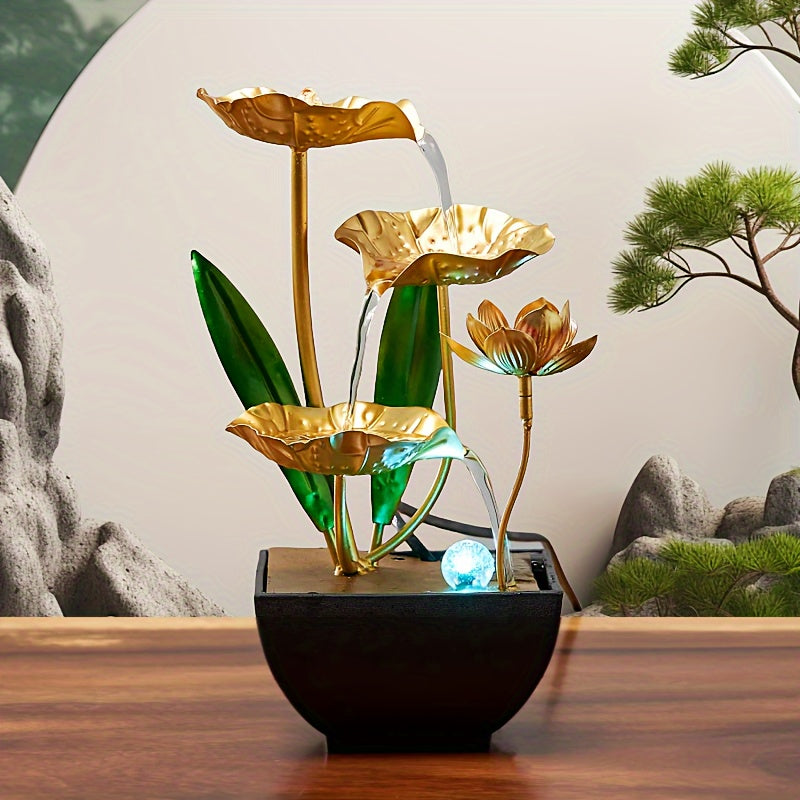 Fontaine d'Intérieur Lotus Apaisante avec Éclairage LED Compact 4