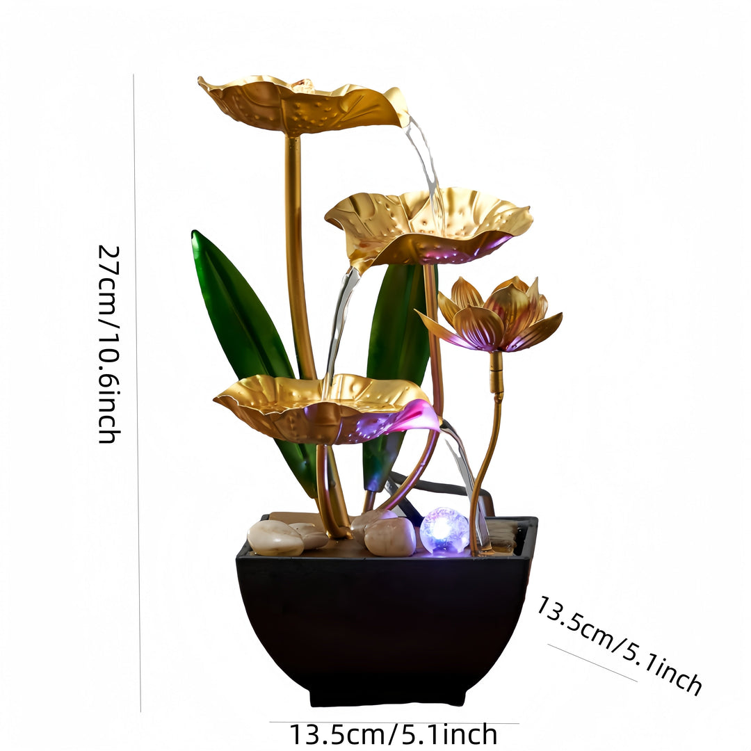 Fontaine d'Intérieur Lotus Apaisante avec Éclairage LED Compact 6