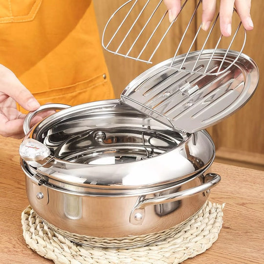 Friteuse Professionnelle en Acier Inoxydable avec Couvercle et Tamis 2