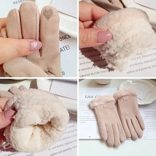 Gants Tactiles Pour Femmes en Daim Épais 4