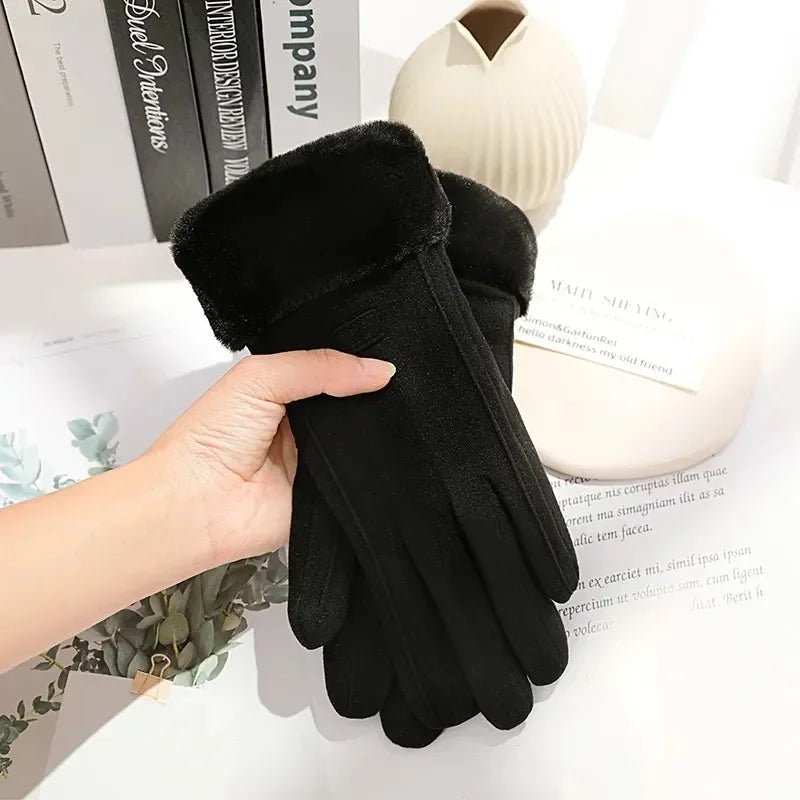 Gants Tactiles Pour Femmes en Daim Épais 6