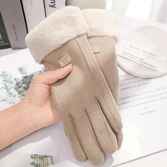 Gants Tactiles Pour Femmes en Daim Épais 7