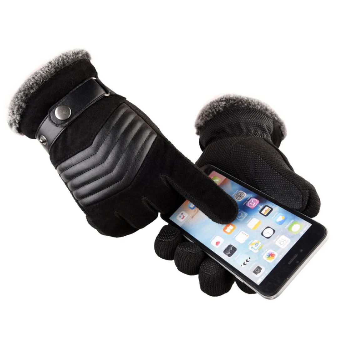 Gants d'Hiver pour Hommes en Cuir avec Écran Tactile 3