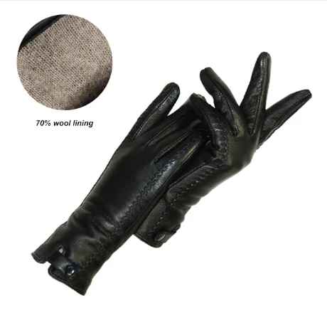 Gants d'hiver pour femmes en cuir vintage 2