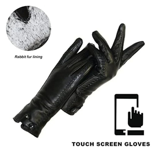 Gants d'hiver pour femmes en cuir vintage 3
